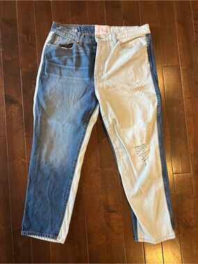 Revice Denim Yin Yang Jeans Womens 32 Distressed Colorblock Relaxed Fit Stretch
